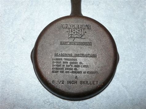 Wagners 1891 original - Antique Heavy Wagner's 1891 Original 9" Cast Iron Skillet. $36.00. $48.00 + $29.54 shipping. Chainmail Steel Stainless Skillet Cast Iron Scrubber Kitchen Cookware 10 x 10cm. $17.95. Free shipping. Steel Skillet Cleaner Cast Iron Chainmail Scrubber Cookware Kitchen Home Tool. $15.49. Free shipping.